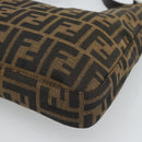 FENDI Zucca Canvas Mamma Baguette Shoulder Bag Black Brown Silver Auth am11931V-12