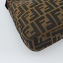 FENDI Zucca Canvas Mamma Baguette Shoulder Bag Black Brown Silver Auth am11931V-13