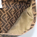 FENDI Zucca Canvas Mamma Baguette Shoulder Bag Black Brown Silver Auth am11931V-21
