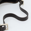 FENDI Zucca Canvas Mamma Baguette Shoulder Bag Black Brown Silver Auth am11931V-7