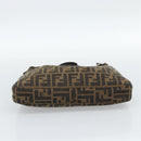 FENDI Zucca Canvas Mamma Baguette Shoulder Bag Black Brown Silver Auth am11931V-9