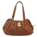 LOUIS VUITTON Mahina Runner PM Hand Bag Leather Brown M97052 LV Auth am11933V-13
