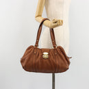LOUIS VUITTON Mahina Runner PM Hand Bag Leather Brown M97052 LV Auth am11933V-26