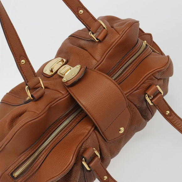 LOUIS VUITTON Mahina Runner PM Hand Bag Leather Brown M97052 LV Auth am11933V