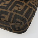 FENDI Zucca Canvas Mamma Baguette Shoulder Bag Black Brown Silver Auth am11936V-14
