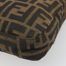 FENDI Zucca Canvas Mamma Baguette Shoulder Bag Black Brown Silver Auth am11936V-16