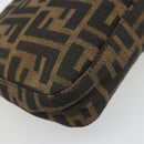 FENDI Zucca Canvas Mamma Baguette Shoulder Bag Black Brown Silver Auth am11936V-17