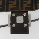 FENDI Zucca Canvas Mamma Baguette Shoulder Bag Black Brown Silver Auth am11936V-9