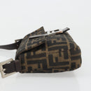 FENDI Zucca Canvas Mamma Baguette Shoulder Bag Black Brown Silver Auth am11936V-4
