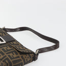 FENDI Zucca Canvas Mamma Baguette Shoulder Bag Black Brown Silver Auth am11936V-8