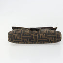 FENDI Zucca Canvas Mamma Baguette Shoulder Bag Black Brown Silver Auth am11936V-5