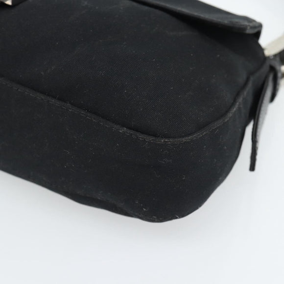 FENDI Mamma Baguette Hand Bag Cotton jersey Black Silver Auth am11937A