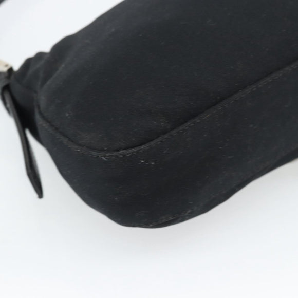 FENDI Mamma Baguette Hand Bag Cotton jersey Black Silver Auth am11937A