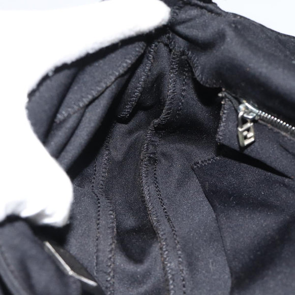 FENDI Mamma Baguette Hand Bag Cotton jersey Black Silver Auth am11937A
