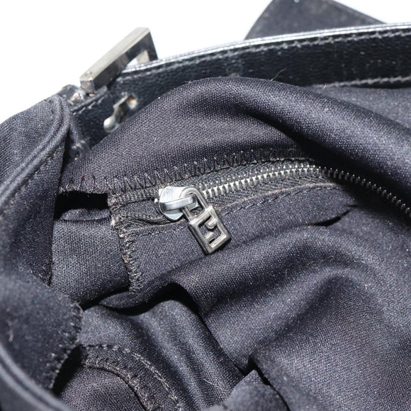 FENDI Mamma Baguette Hand Bag Cotton jersey Black Silver Auth am11937A