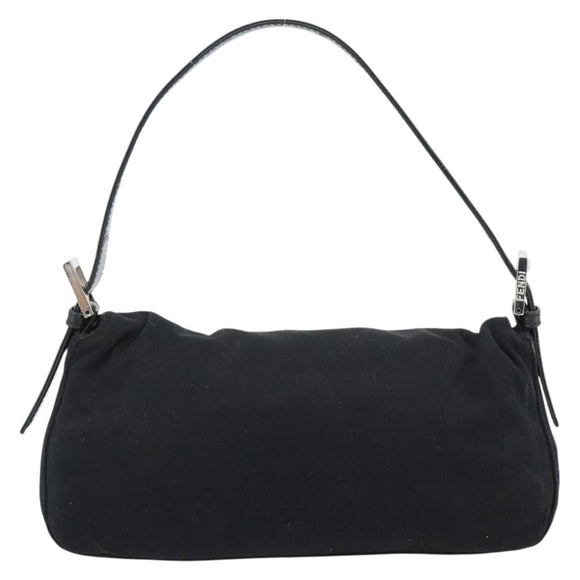 FENDI Mamma Baguette Hand Bag Cotton jersey Black Silver Auth am11937A