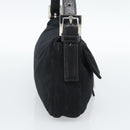 FENDI Mamma Baguette Hand Bag Cotton jersey Black Silver Auth am11937A-3