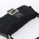 FENDI Mamma Baguette Hand Bag Cotton jersey Black Silver Auth am11937A-6