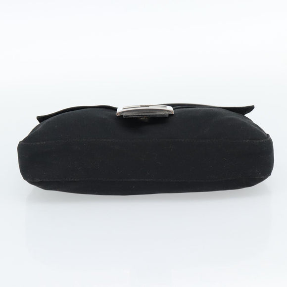 FENDI Mamma Baguette Hand Bag Cotton jersey Black Silver Auth am11937A