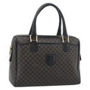 CELINE Macadam Canvas Boston Bag PVC Leather Black Gold Auth am11938V-1