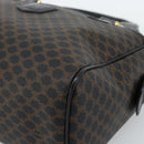 CELINE Macadam Canvas Boston Bag PVC Leather Black Gold Auth am11938V-9