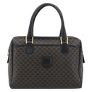 CELINE Macadam Canvas Boston Bag PVC Leather Black Gold Auth am11938V-13