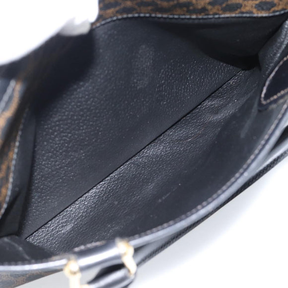 CELINE Macadam Canvas Boston Bag PVC Leather Black Gold Auth am11938V