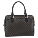 CELINE Macadam Canvas Boston Bag PVC Leather Black Gold Auth am11938V-2