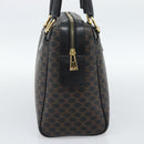 CELINE Macadam Canvas Boston Bag PVC Leather Black Gold Auth am11938V-3