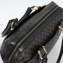 CELINE Macadam Canvas Boston Bag PVC Leather Black Gold Auth am11938V-6