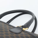 CELINE Macadam Canvas Boston Bag PVC Leather Black Gold Auth am11938V-8