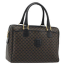 CELINE Macadam Canvas Boston Bag PVC Leather Black Gold Auth am11939V-1