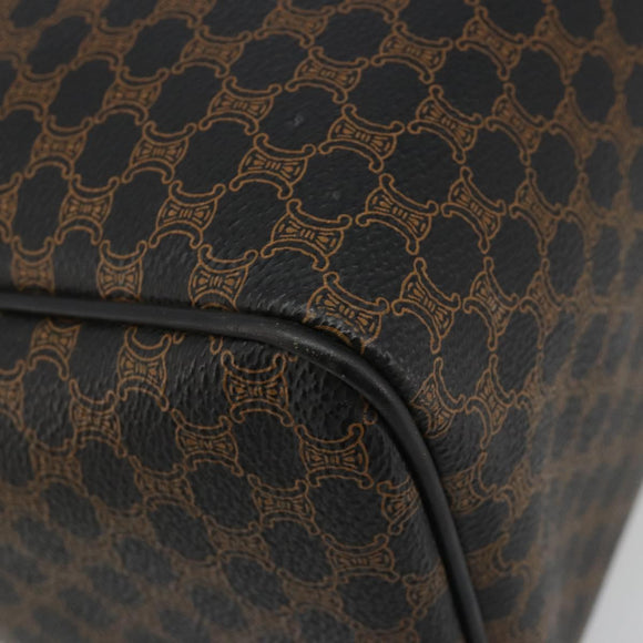 CELINE Macadam Canvas Boston Bag PVC Leather Black Gold Auth am11939V