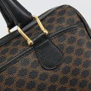 CELINE Macadam Canvas Boston Bag PVC Leather Black Gold Auth am11939V-14