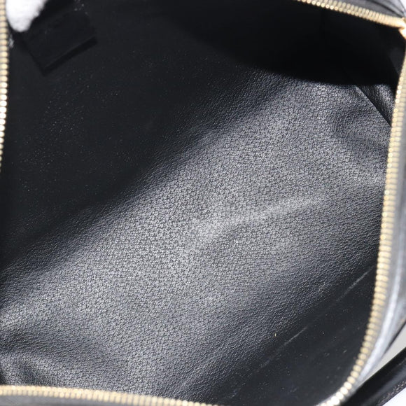 CELINE Macadam Canvas Boston Bag PVC Leather Black Gold Auth am11939V