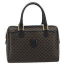 CELINE Macadam Canvas Boston Bag PVC Leather Black Gold Auth am11939V-2