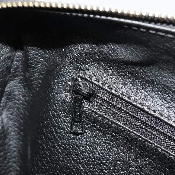 CELINE Macadam Canvas Boston Bag PVC Leather Black Gold Auth am11939V