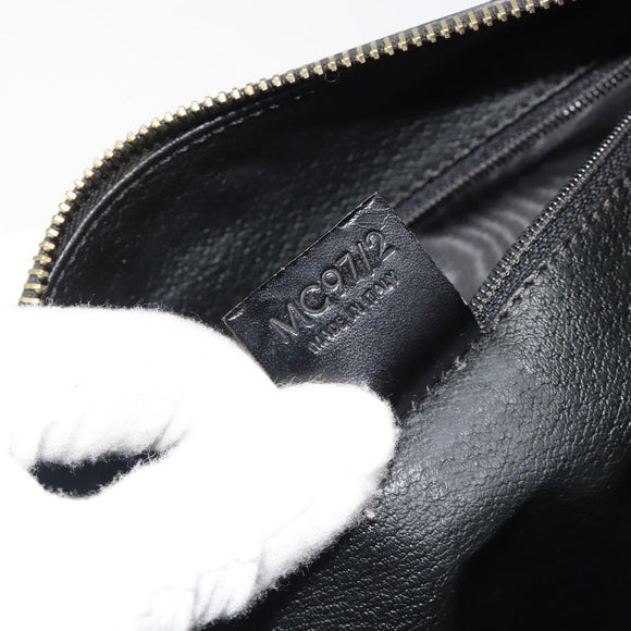 CELINE Macadam Canvas Boston Bag PVC Leather Black Gold Auth am11939V