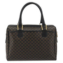 CELINE Macadam Canvas Boston Bag PVC Leather Black Gold Auth am11939V-3