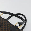 CELINE Macadam Canvas Boston Bag PVC Leather Black Gold Auth am11939V-8