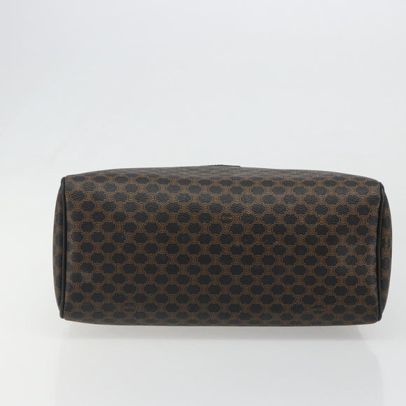 CELINE Macadam Canvas Boston Bag PVC Leather Black Gold Auth am11939V