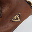 PRADA Ready Lock Tote Bag Leather Brown Gold Auth am11940V-18