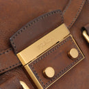 PRADA Ready Lock Tote Bag Leather Brown Gold Auth am11940V-19