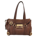 PRADA Ready Lock Tote Bag Leather Brown Gold Auth am11940V-13