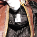 PRADA Ready Lock Tote Bag Leather Brown Gold Auth am11940V-11