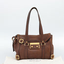 PRADA Ready Lock Tote Bag Leather Brown Gold Auth am11940V-12