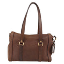 PRADA Ready Lock Tote Bag Leather Brown Gold Auth am11940V-2