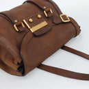 PRADA Ready Lock Tote Bag Leather Brown Gold Auth am11940V-6