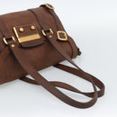 PRADA Ready Lock Tote Bag Leather Brown Gold Auth am11940V-7