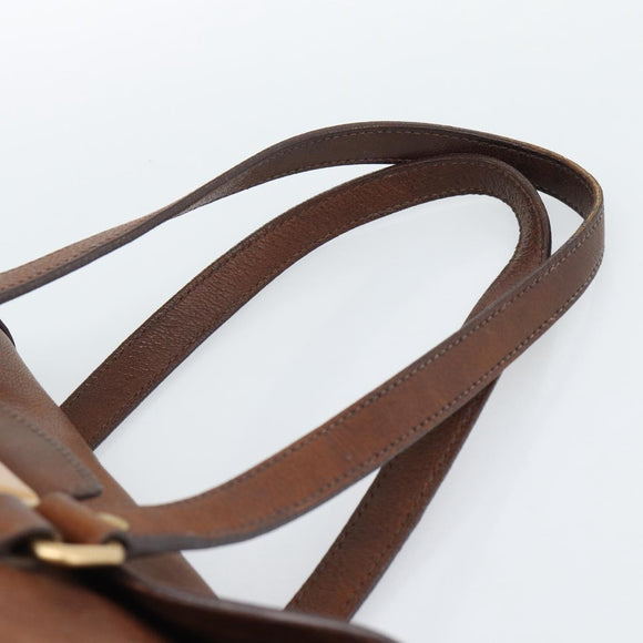 PRADA Ready Lock Tote Bag Leather Brown Gold Auth am11940V
